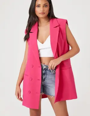 Forever 21 Double Breasted Blazer Vest Pink