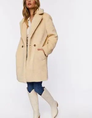 Forever 21 Faux Shearling Duster Coat Sand