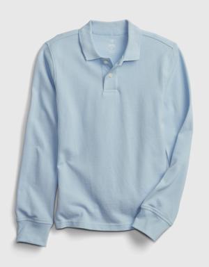 Gap Kids Organic Cotton Uniform Polo Shirt blue