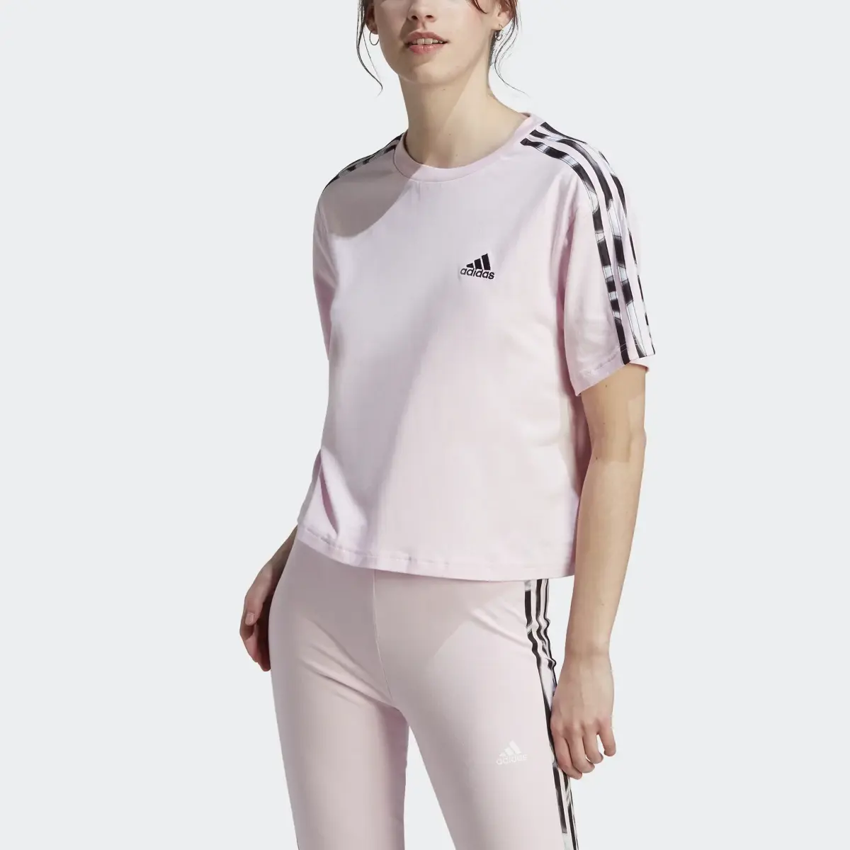 Adidas Vibrant Print 3 Stripes Cotton Crop Tee IL5870