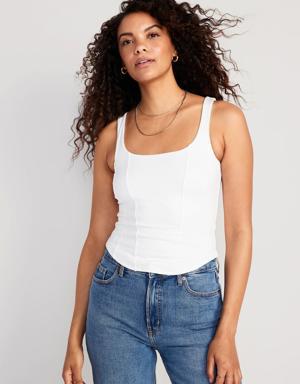 Cropped Seamed Tank Top for Women white