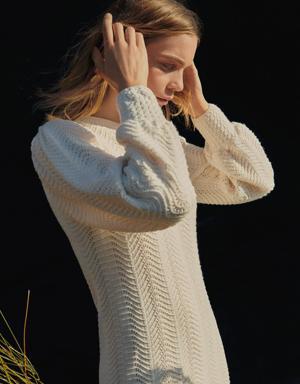 Puffed sleeves knit dress