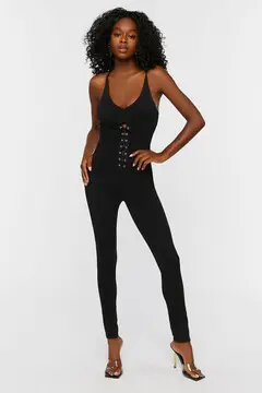 Forever 21 Forever 21 Lace Up Cami Jumpsuit Black. 2