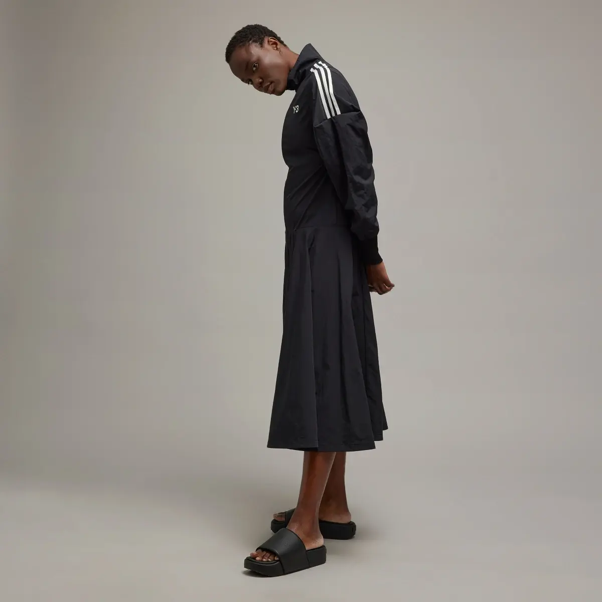 Adidas Crinkle-Nylon Long Track-Top Dress. 2