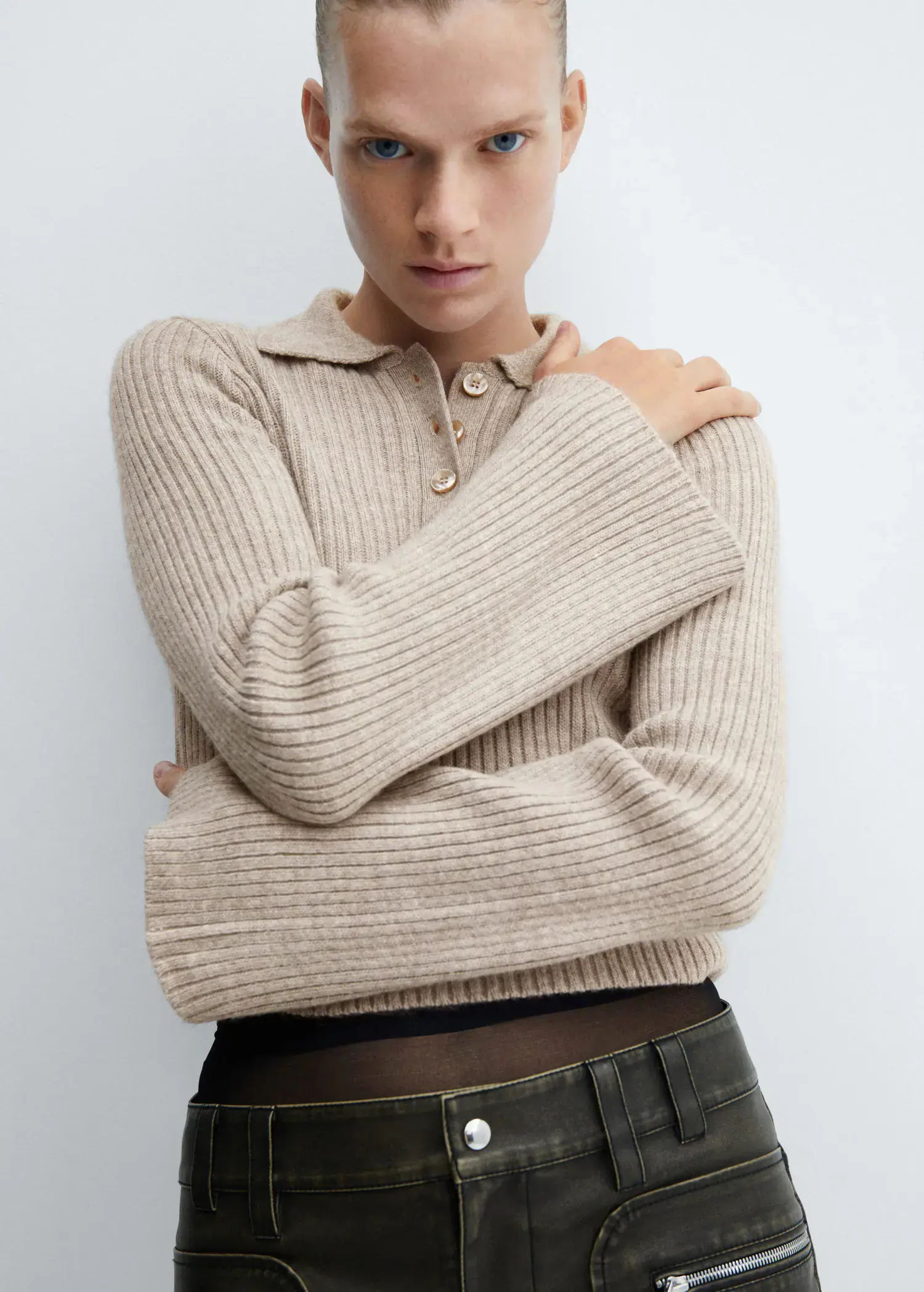 Mango Polo-neck sweater with flared sleeves . 1