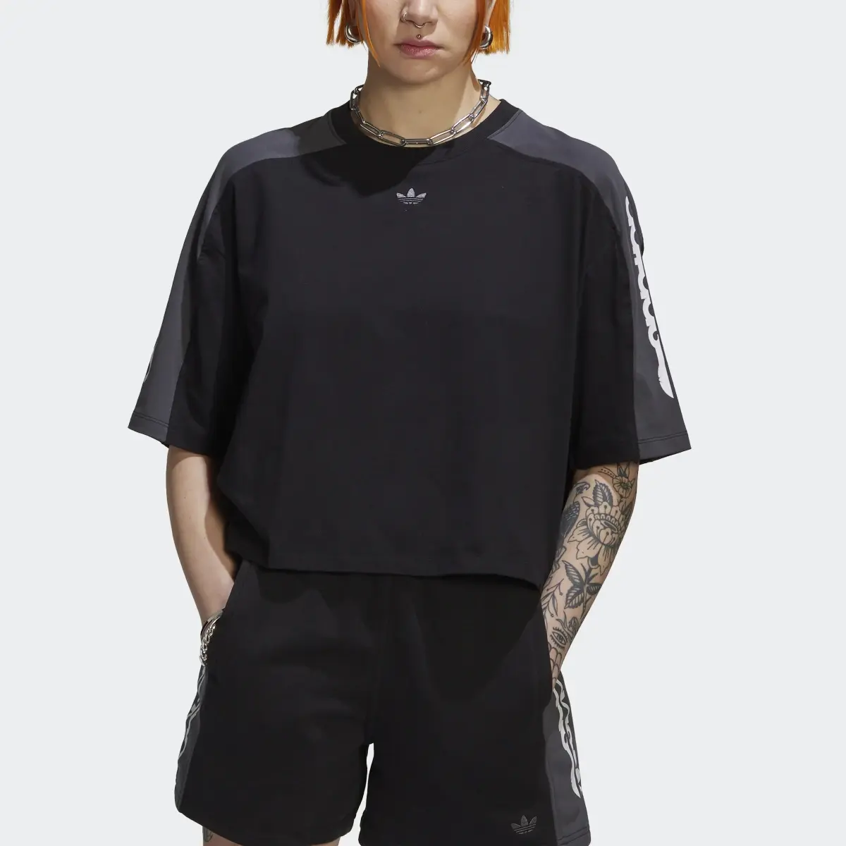 Adidas Blocked Graphic Crop Tee. 1