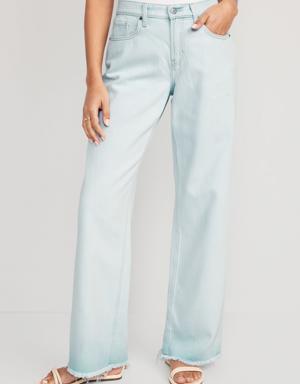 Mid-Rise Baggy Straight Released-Hem Jeans for Women blue