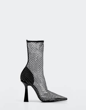 Mesh heel ankle boots