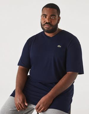 Men’s Lacoste Regular Fit Ribbed V-Neck Cotton Polo Shirt (Plus Size)