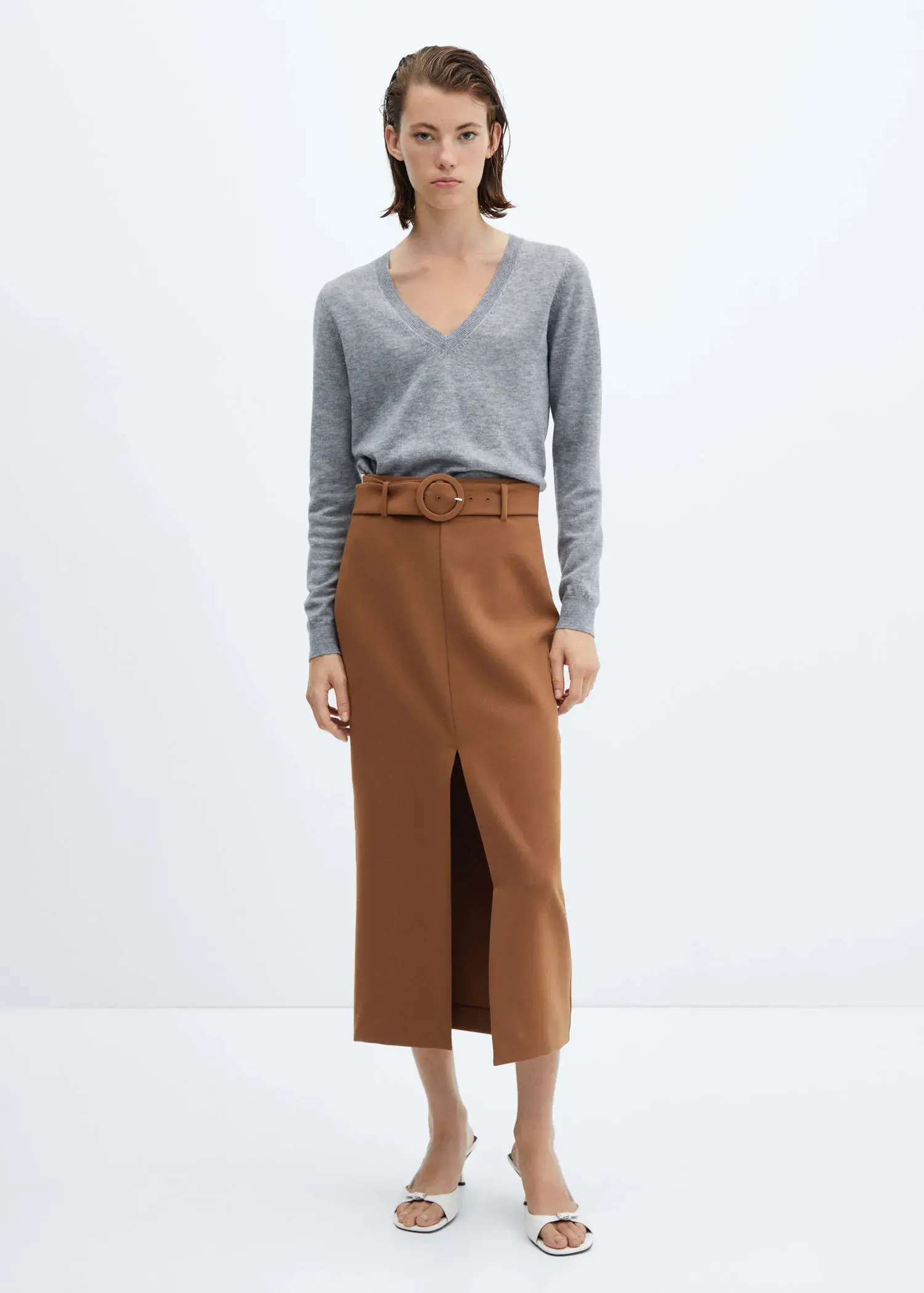 Mango Skirt with slit and belt. 1