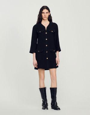 Long-sleeved short tweed dress Login to add to Wish list