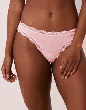 Modal and Lace Trim Thong Panty