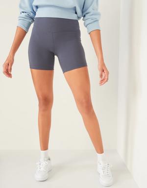 Old Navy Extra High-Waisted PowerChill Hidden-Pocket Biker Shorts for Women -- 6-inch inseam blue