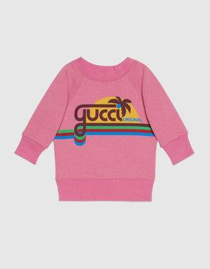 Baby cotton sweatshirt with Gucci print