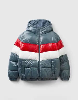 oversized fit color block padded jacket