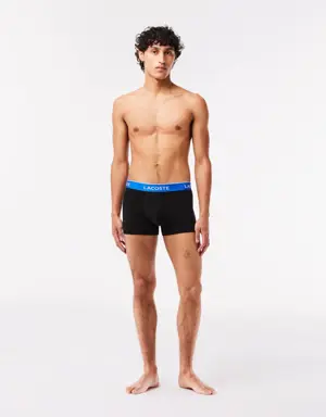 Lacoste Pack de 3 cuecas tipo boxers justos casuais em azul-marinho com cós em contraste