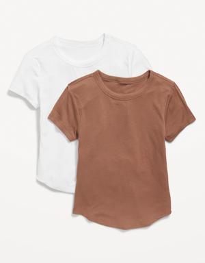 UltraLite Rib-Knit Cropped T-Shirt 2-Pack for Women brown