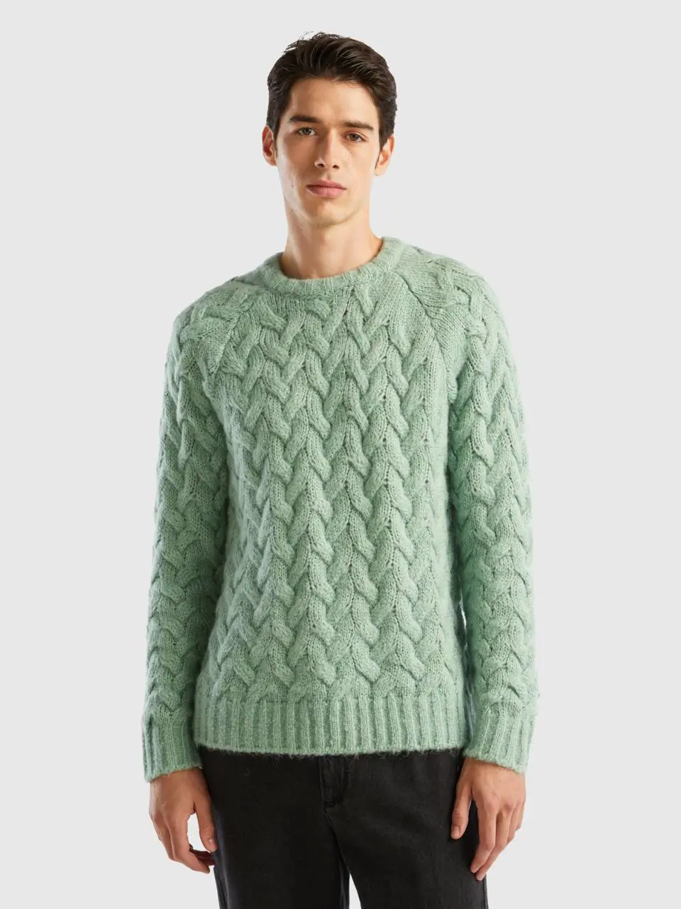 Benetton mohair blend cable knit sweater. 1
