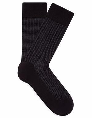 Baskılı Siyah Soket Çorap