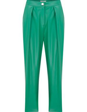 Cropped Pleather Green Trousers