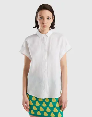 short sleeve shirt in pure linen