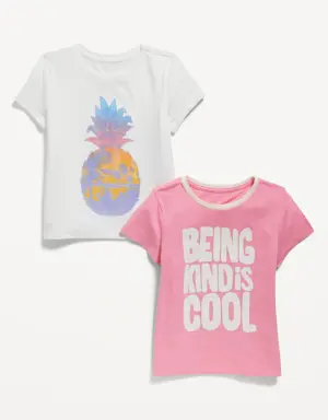 Graphic T-Shirt 2-Pack for Girls white