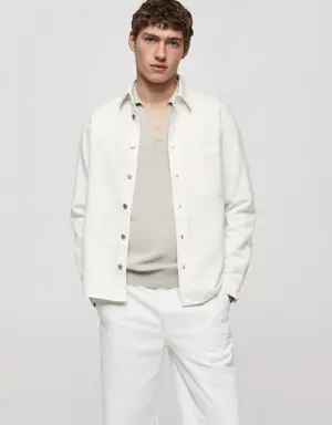 Regular fit cotton and linen overshirt
