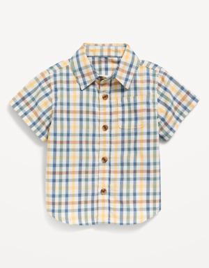 Matching Short-Sleeve Printed Poplin Shirt for Baby yellow
