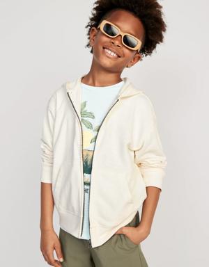 Zip-Front French-Terry Hoodie for Boys white