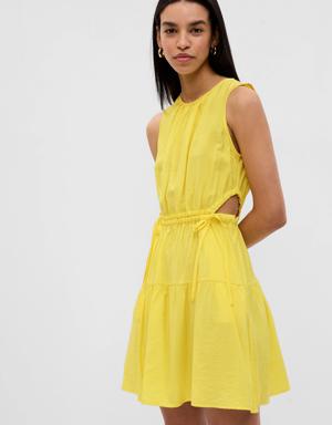 Side-Tie Cutout Mini Dress yellow