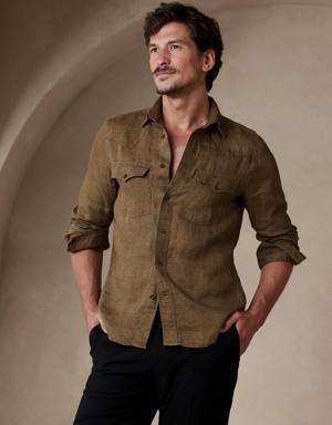 Banana Republic The Linen Western Shirt brown