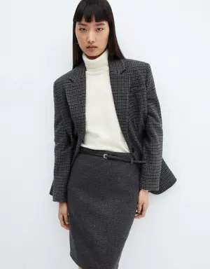 Houndstooth skirt with belt