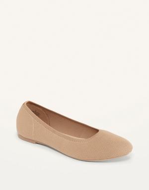 Knit Almond-Toe Ballet Flats For Women brown
