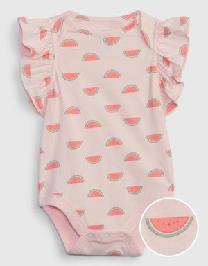 Baby 100% Organic Cotton Mix and Match Flutter Sleeve Bodysuit pink