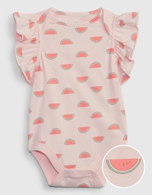 Gap Baby 100% Organic Cotton Mix and Match Flutter Sleeve Bodysuit pink