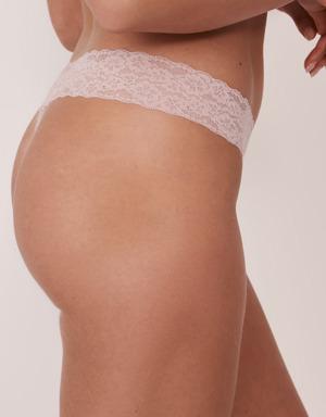 Cotton and Lace Band Thong Panty