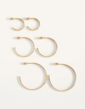 Real Gold-Plated Hoop Earrings 3-Pack for Women yellow
