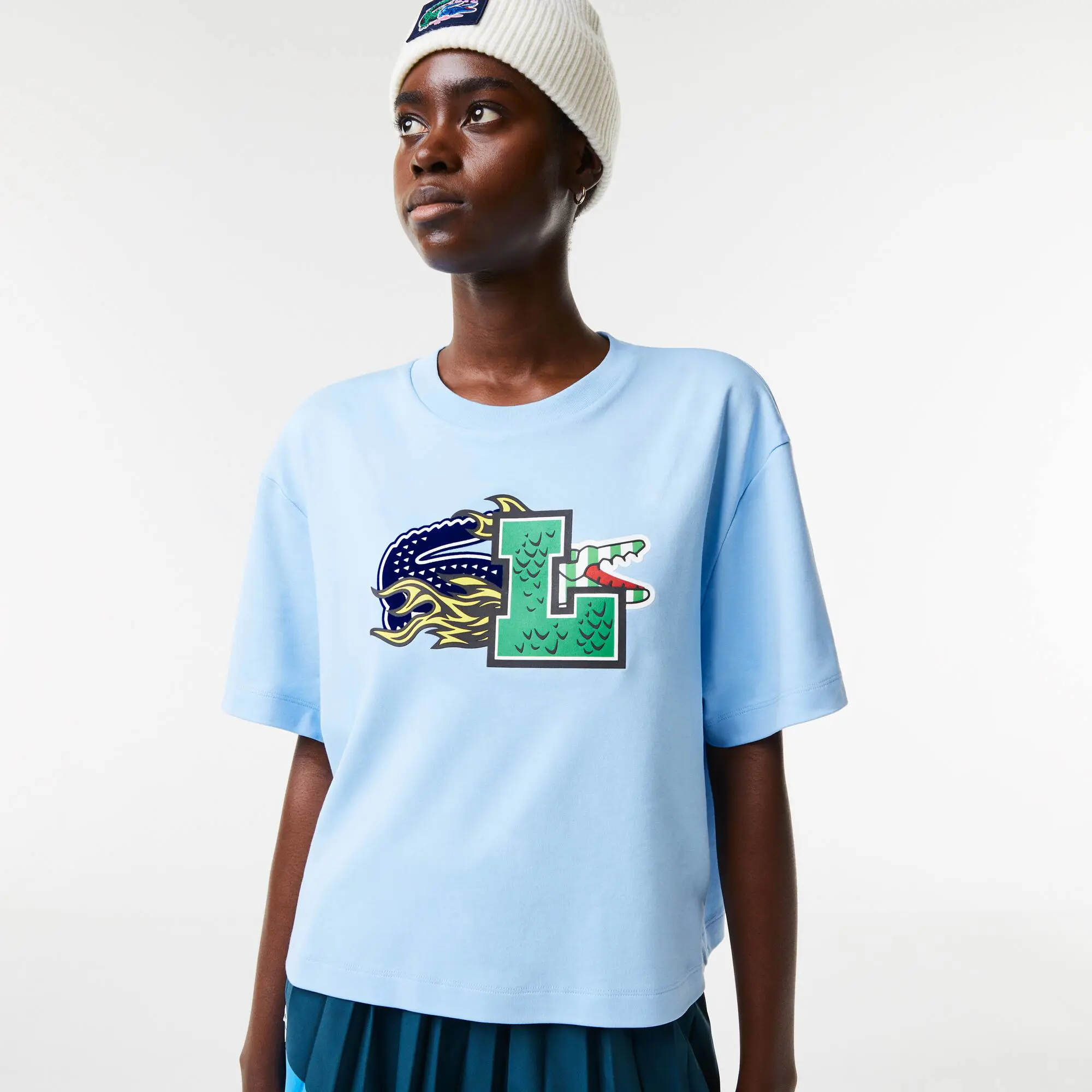 Lacoste Women's Lacoste Holiday Oversized Fit Organic Cotton T-Shirt. 1