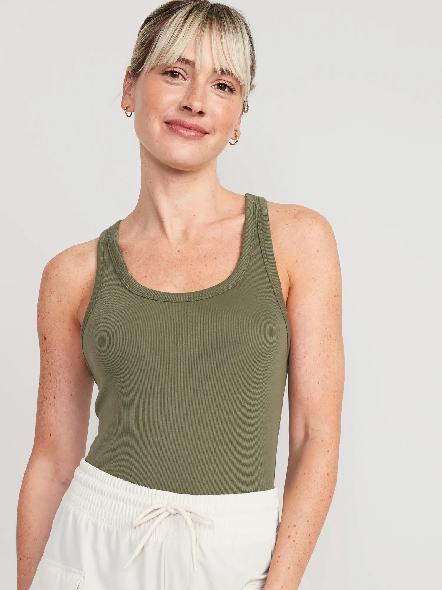 Old Navy UltraLite Rib-Knit Racerback Tank Top green. 1