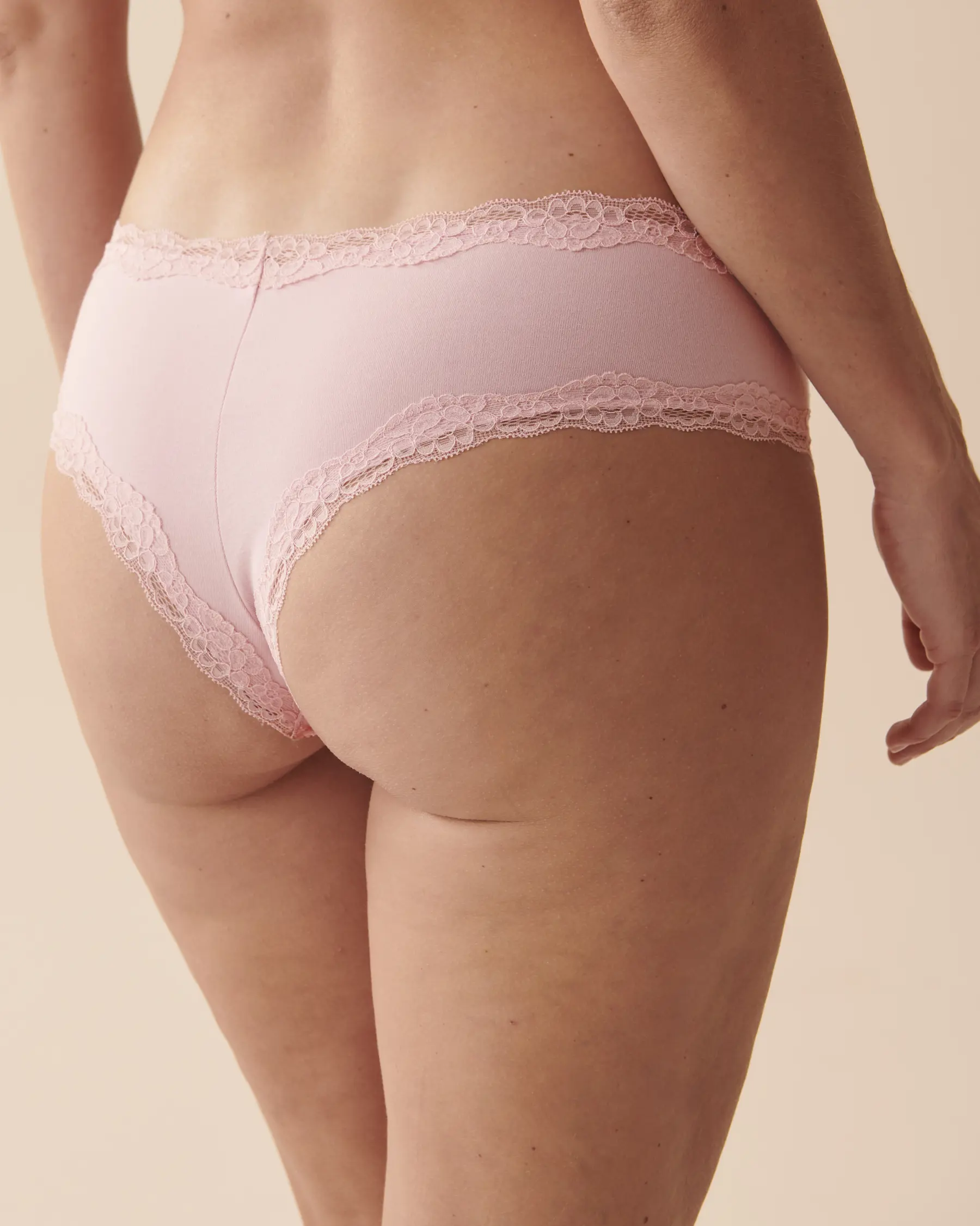 La Vie en Rose Cotton and Lace Trim Cheeky Panty. 2