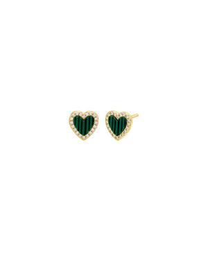 Colored Stone Pave Heart Stud Earring green