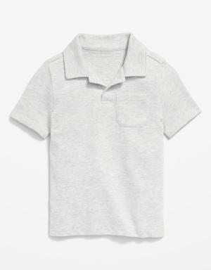 Textured-Knit Pocket Polo for Toddler Boys gray