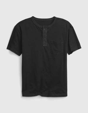Kids Pocket Henley T-Shirt black