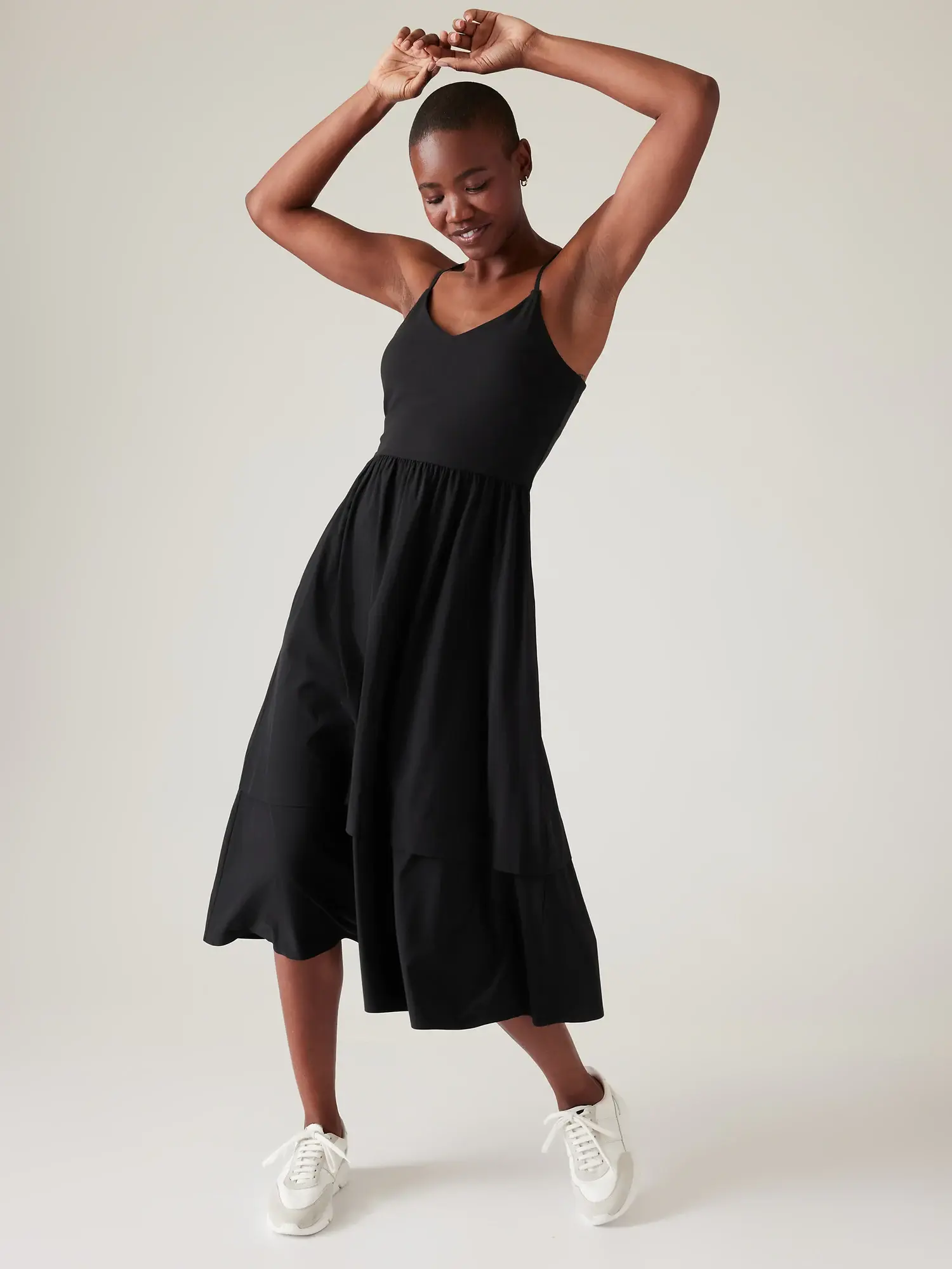 Athleta Elation V-Neck Hybrid Dress black. 1