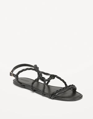 Faux-Leather Goddess Twist Strappy Sandals for Women gray