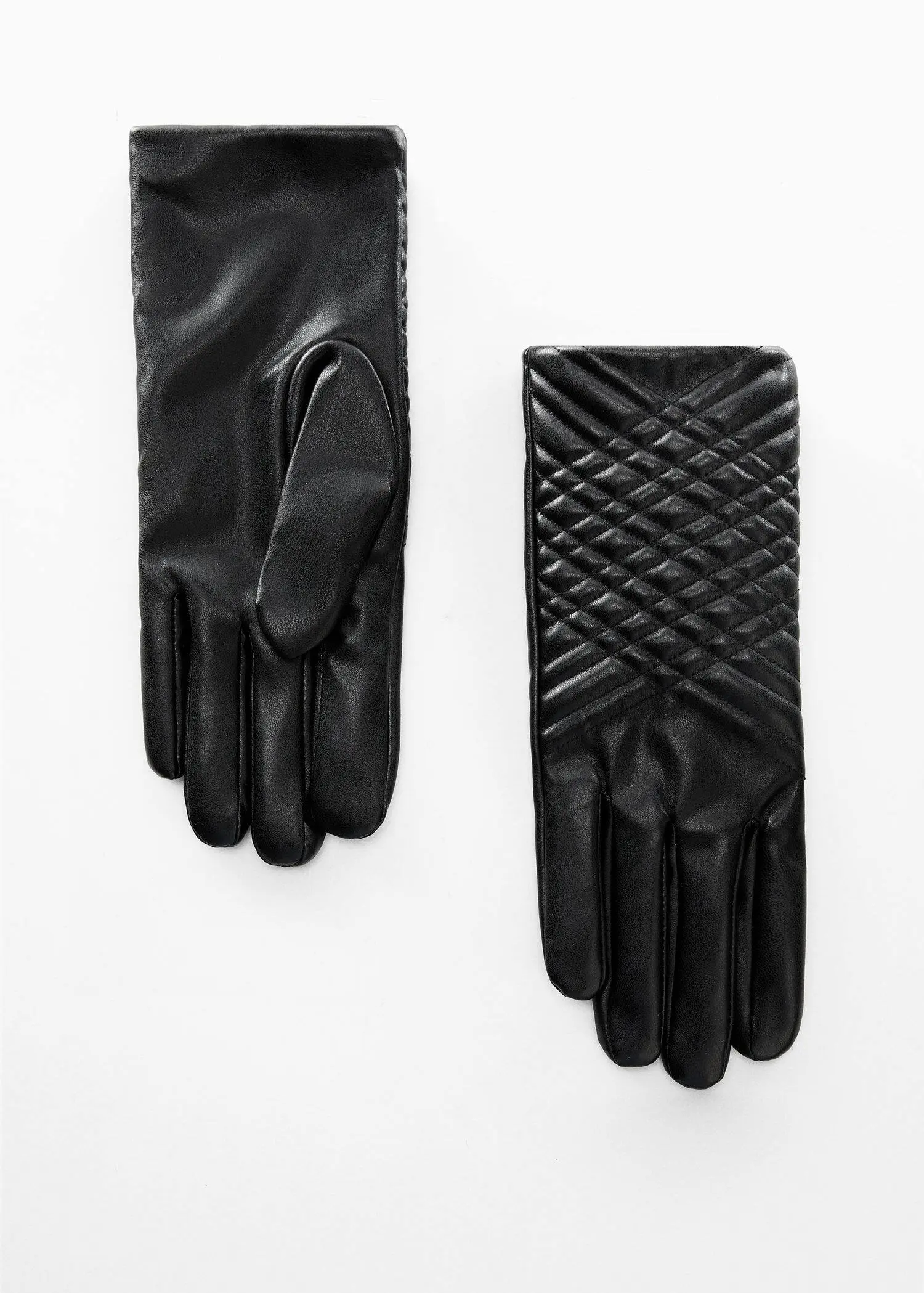 Mango Padded leather-effect gloves. 2