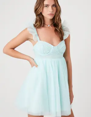 Forever 21 Butterfly Sleeve Babydoll Dress Powder Blue