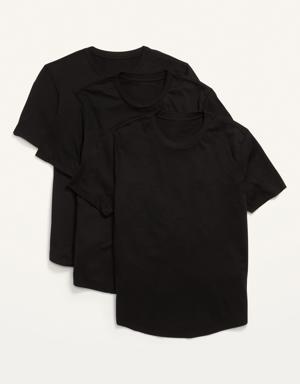 Soft-Washed Curved-Hem T-Shirt 3-Pack for Men black