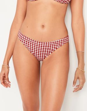 Mid-Rise Piqué Classic Bikini Swim Bottoms red