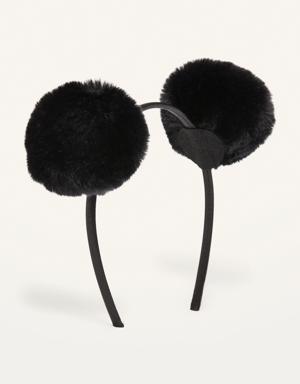 Faux-Fur Pom-Pom Headband for Kids black